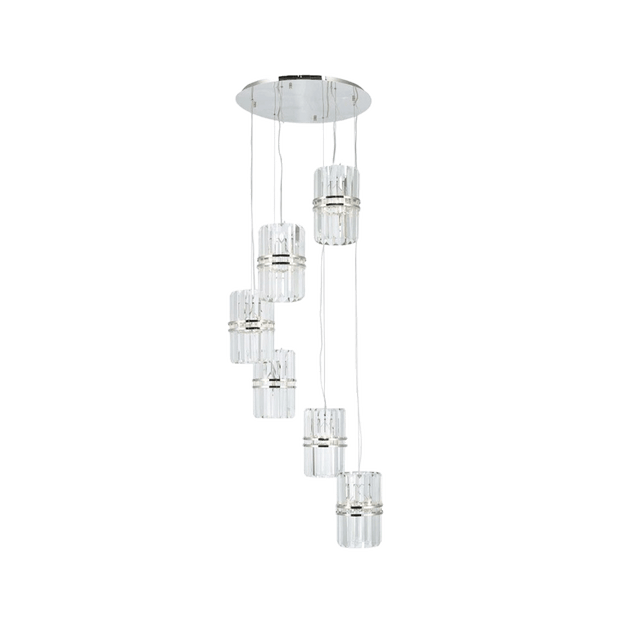 Ashton Collection - 6 Light Pendant Cluster - W: 65cm - Polished Nickel