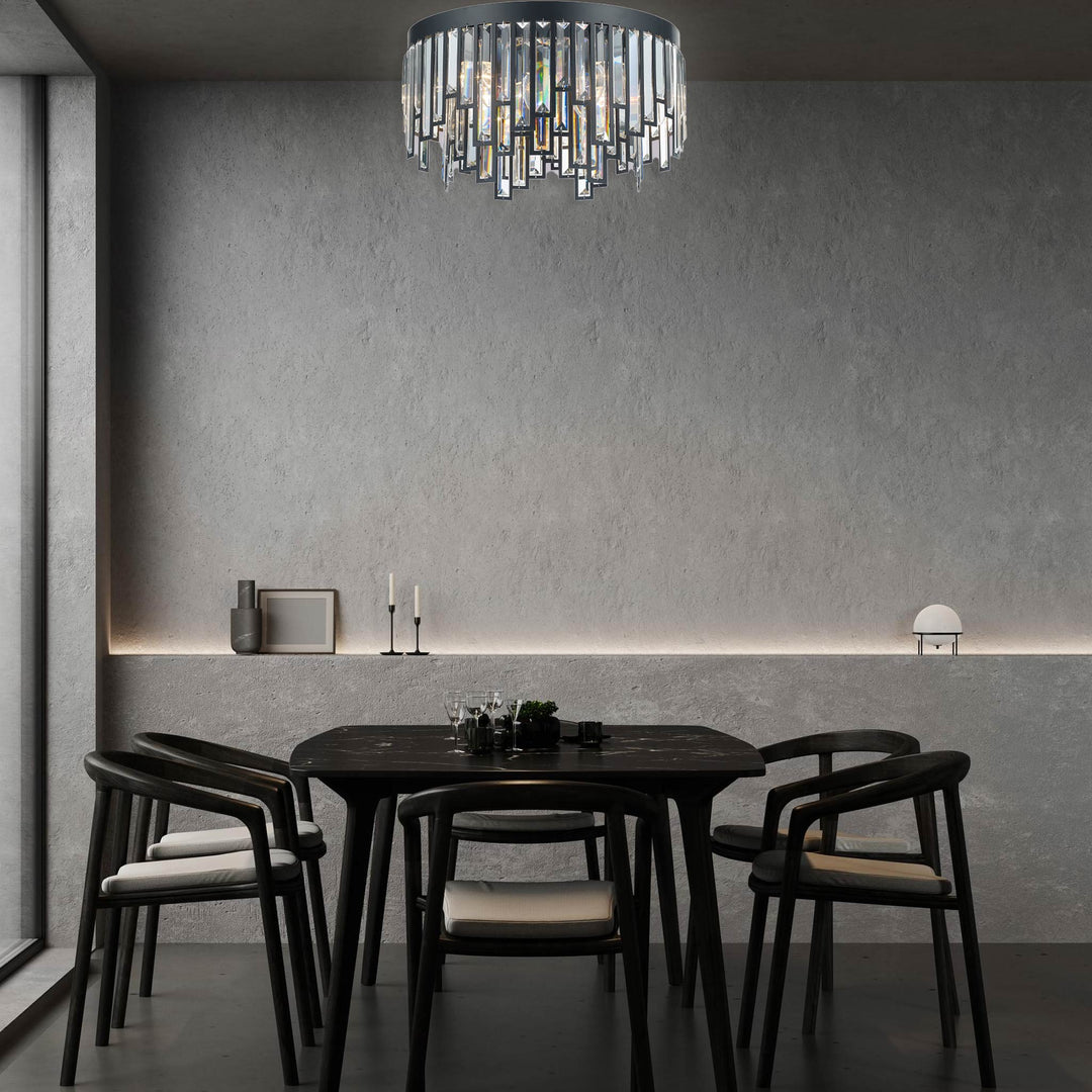 Rhea Collection- Flush Mount Chandelier- 50cm- Matte Black - Designer Chandelier Australia