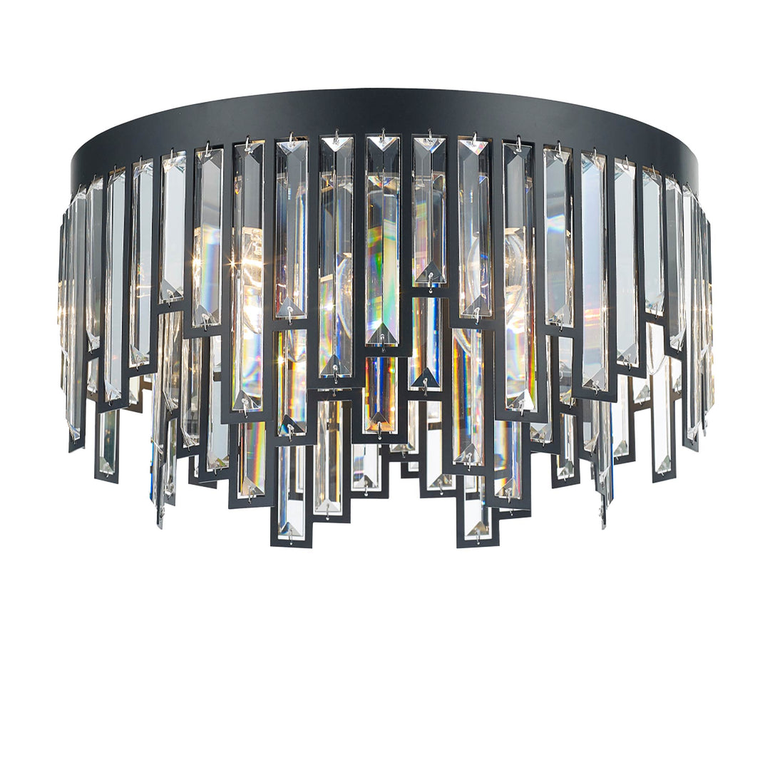 Rhea Collection- Flush Mount Chandelier- 50cm- Matte Black - Designer Chandelier Australia
