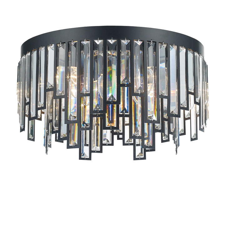 Rhea Collection- Flush Mount Chandelier- 50cm- Matte Black - Designer Chandelier Australia