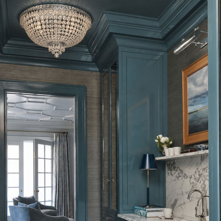 NewYork Empress - Flush Mount Basket Chandelier - Chrome - W:60cm
