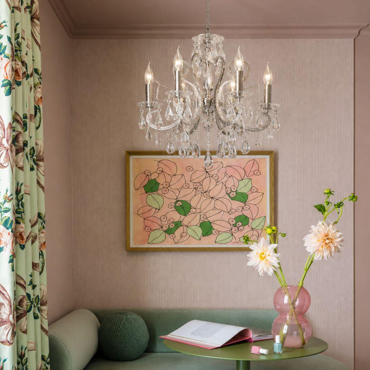 NewYork Princess 4 Arm Chandelier- Chrome- W:42cm