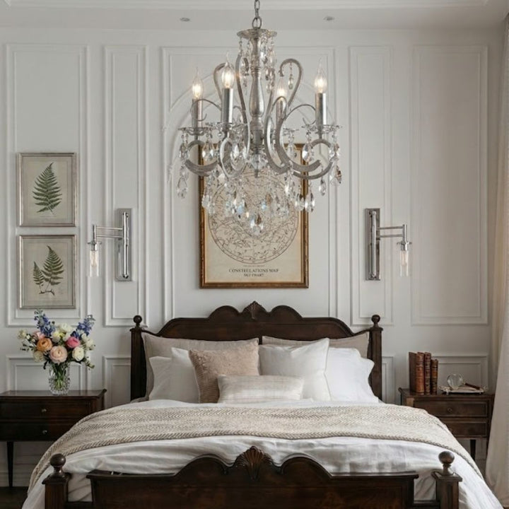 NewYork Princess 4 Arm Chandelier- Chrome- W:42cm