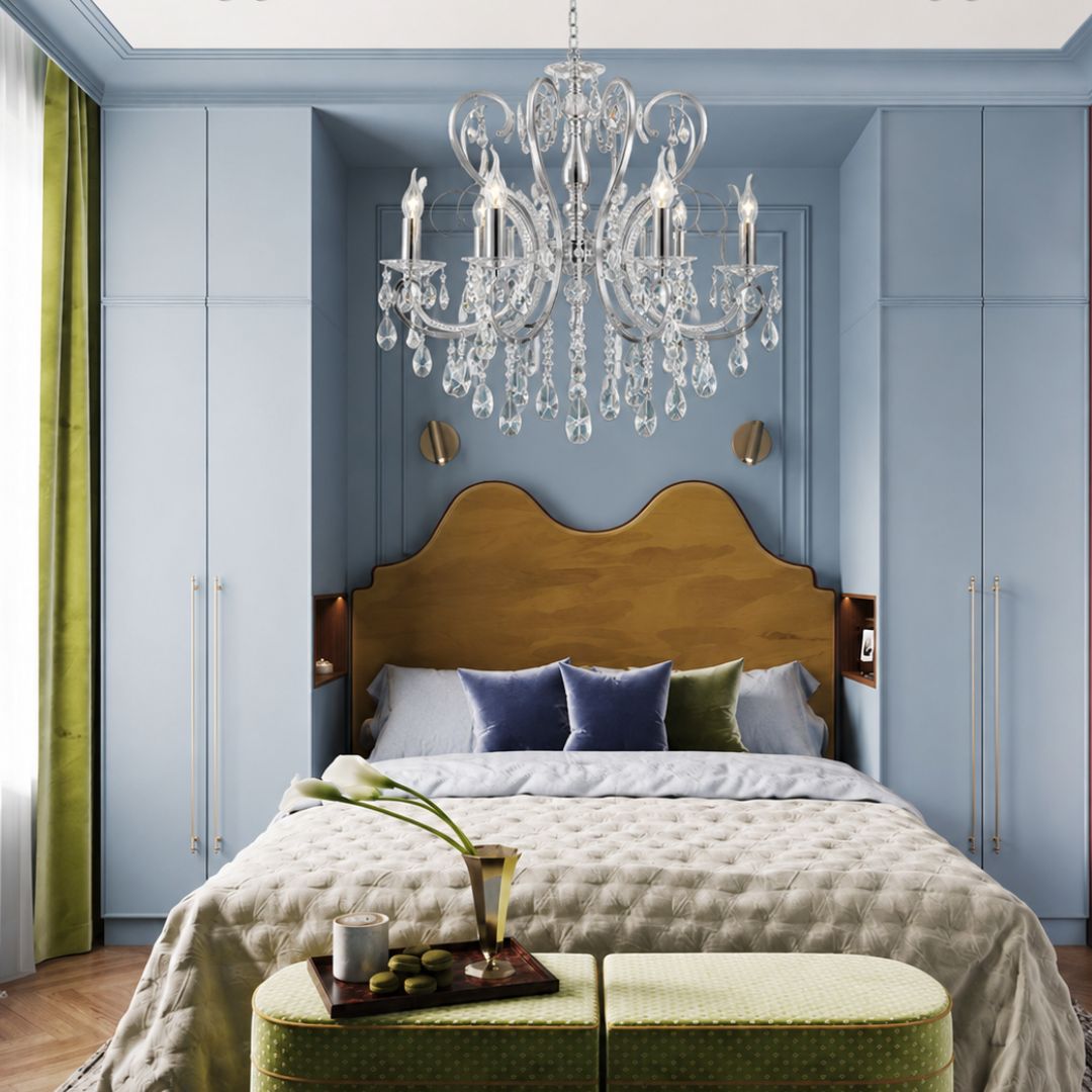 NewYork Princess 8 Arm Chandelier -Chrome -W:70cm