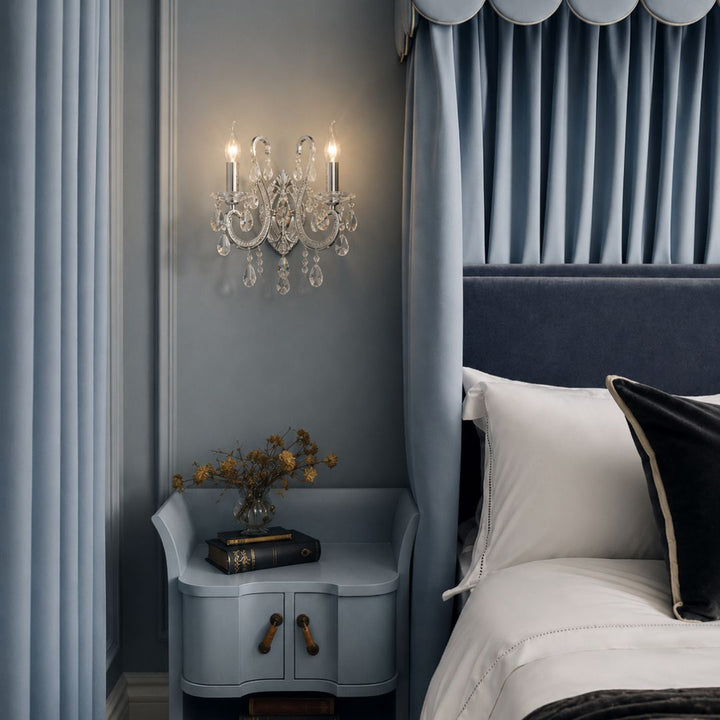 NewYork Princess Wall Sconce - Double Arm - Clear Crystal- W:35cm