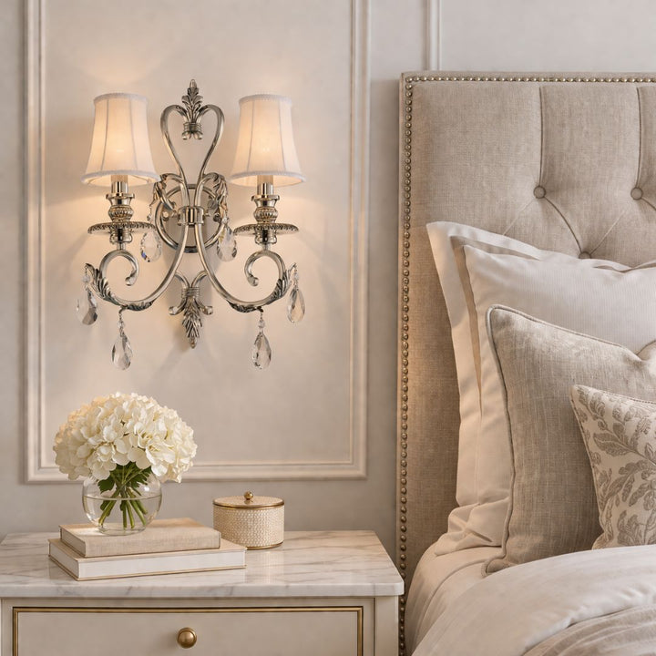ARIA - Hampton Double Arm Wall Sconce - Nickel Plated