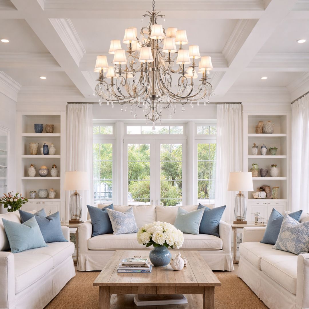 ARIA - Hampton 24 Arm Chandelier - Nickel Plated