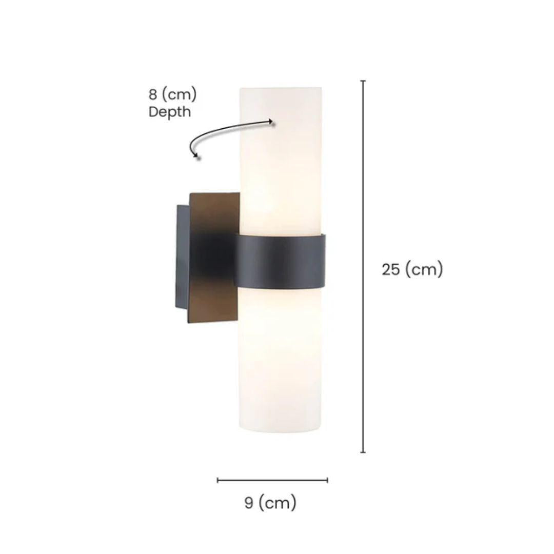 Provincial Collection Wall Sconce - Frosted Glass - Matte Black - H:25cm