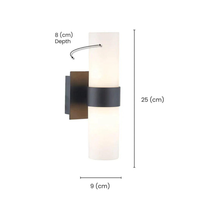 Provincial Collection Wall Sconce - Frosted Glass - Matte Black - H:25cm