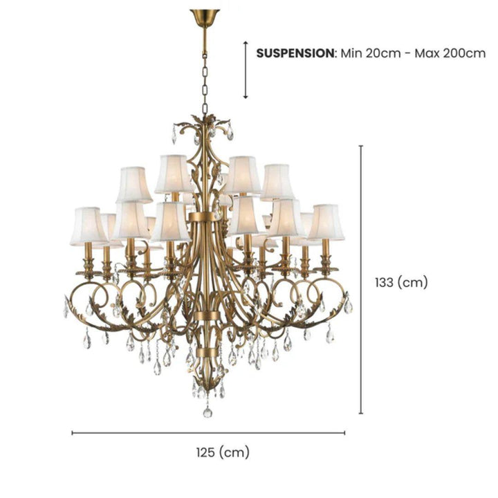 ARIA - Hampton 18 Arm Chandelier - Brass