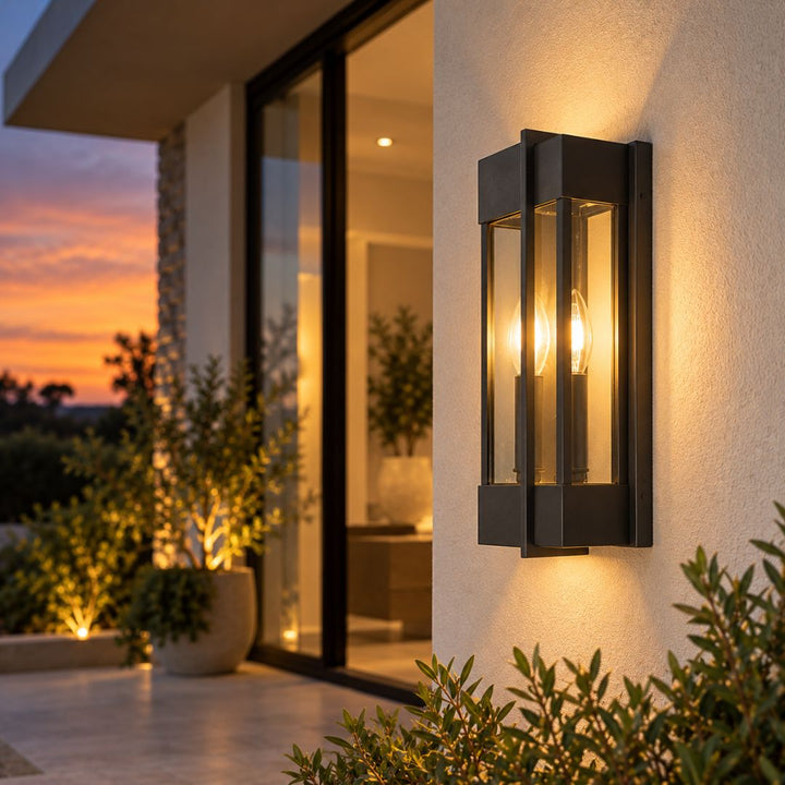 Noctra Collection Outdoor Wall Sconce - 2 Lights - Black