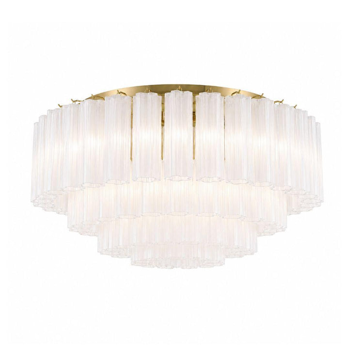 Odelle Collection - Flush Mount Chandelier - White & Satin Brass - W:80cm