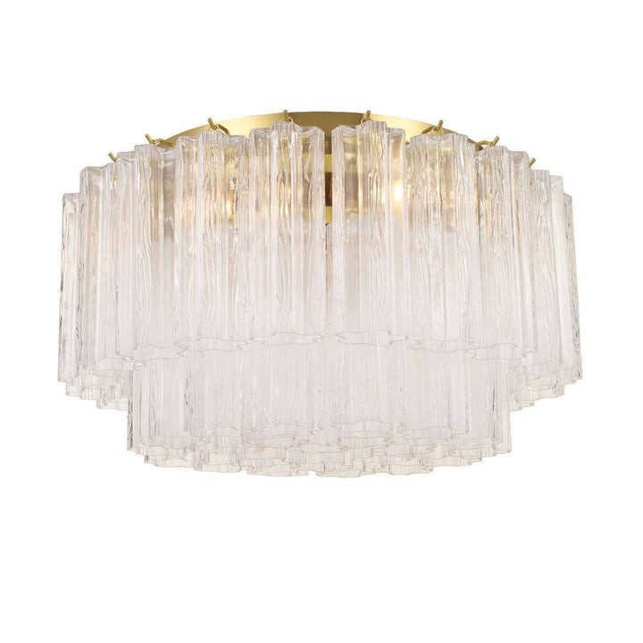 Odelle Collection - Flush Mount Chandelier - Clear & Satin Brass - W:56cm