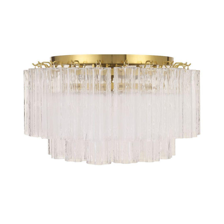 Odelle Collection - Flush Mount Chandelier - Clear & Satin Brass - W:56cm