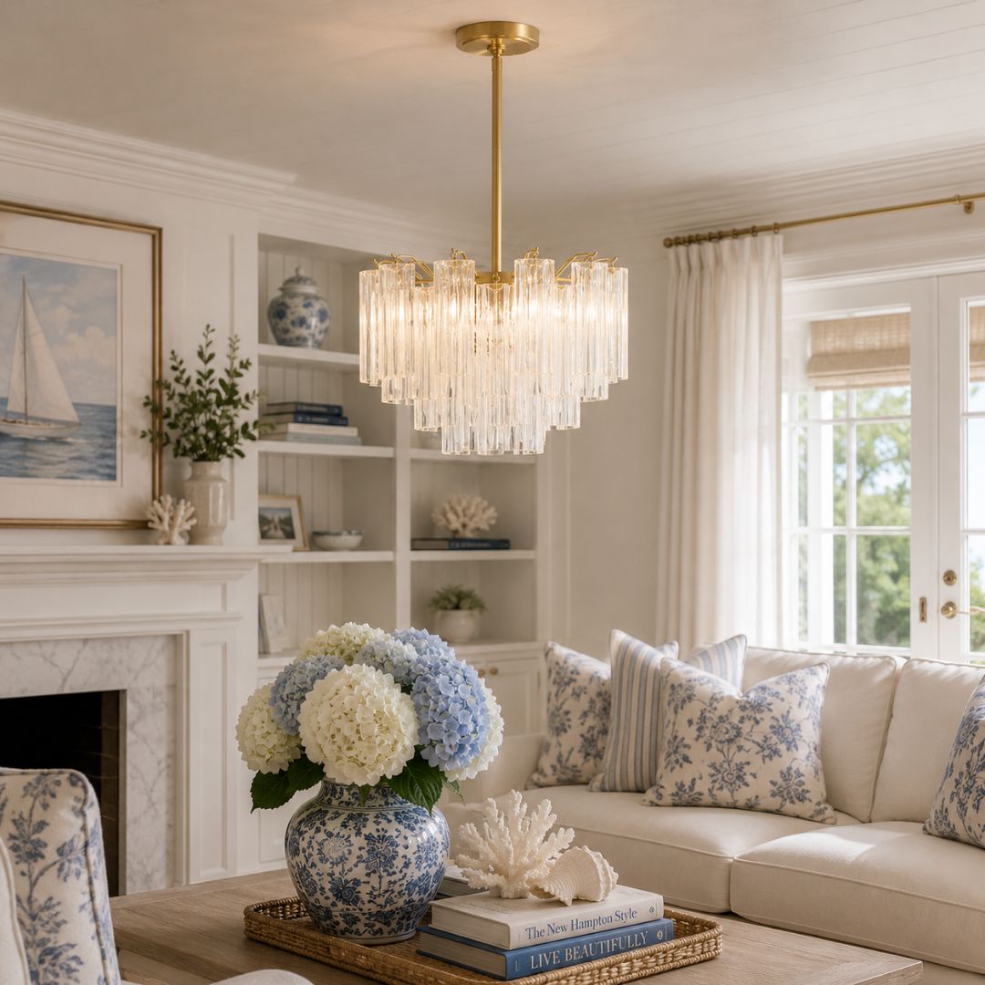 Odelle Collection - Ring Chandelier - Clear & Satin Brass - W:50cm