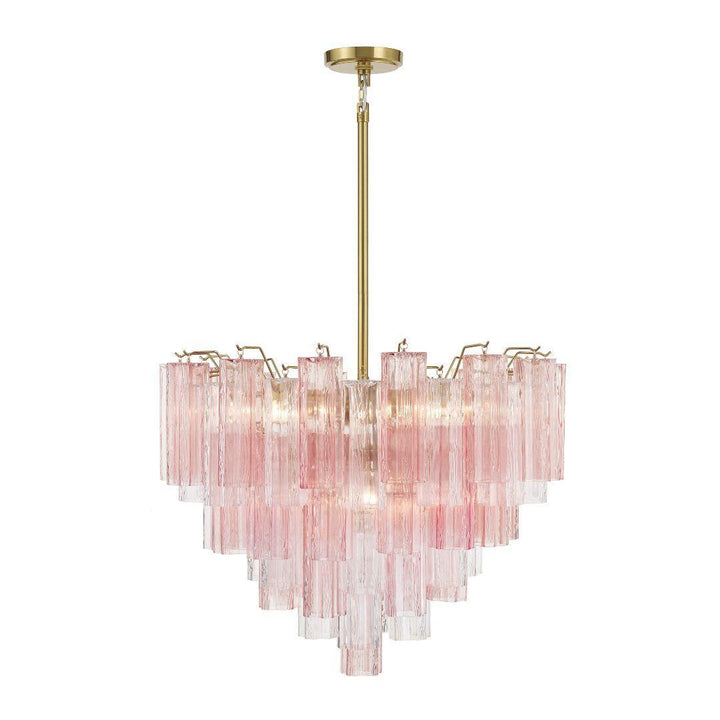 Odelle Collection - Ring Chandelier - Pink & Brass - W:68cm