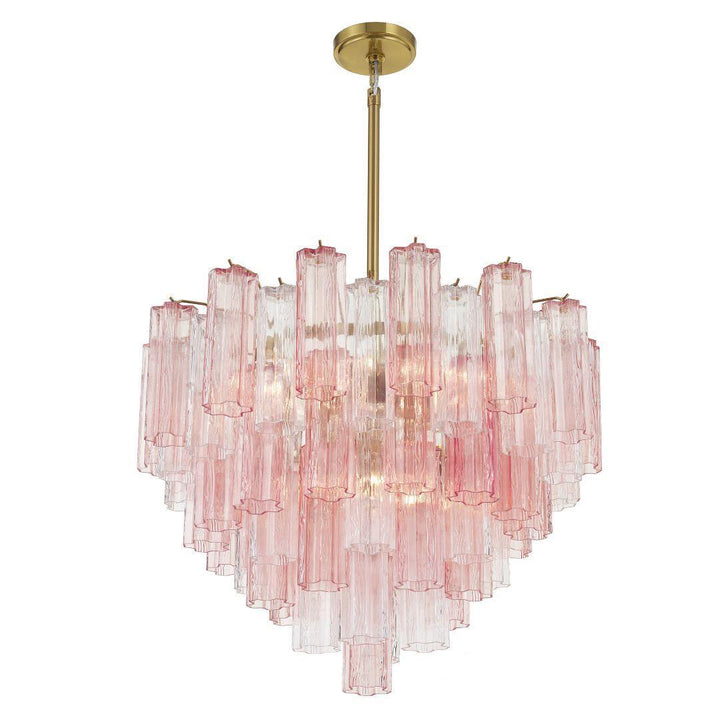 Odelle Collection - Ring Chandelier - Pink & Brass - W:68cm