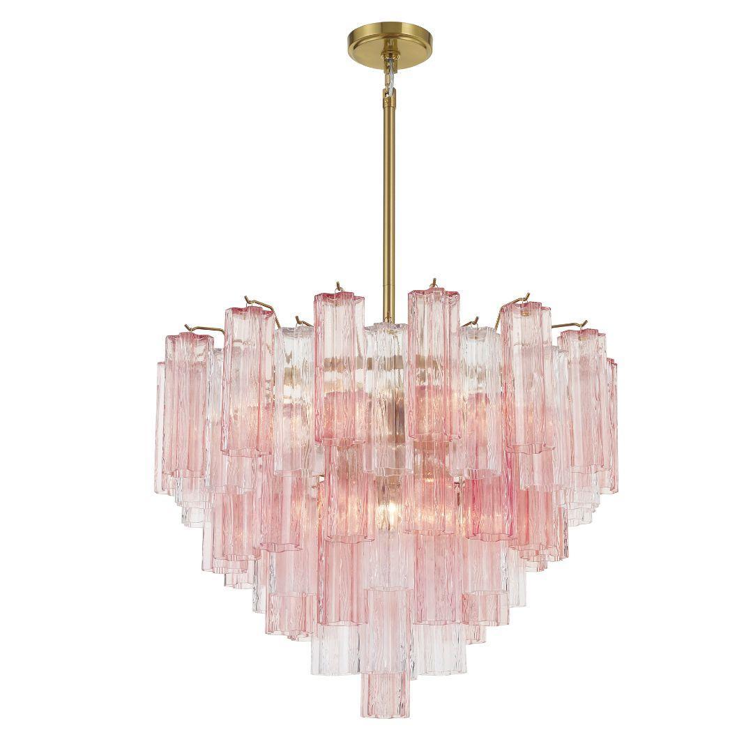 Odelle Collection - Ring Chandelier - Pink & Brass - W:68cm