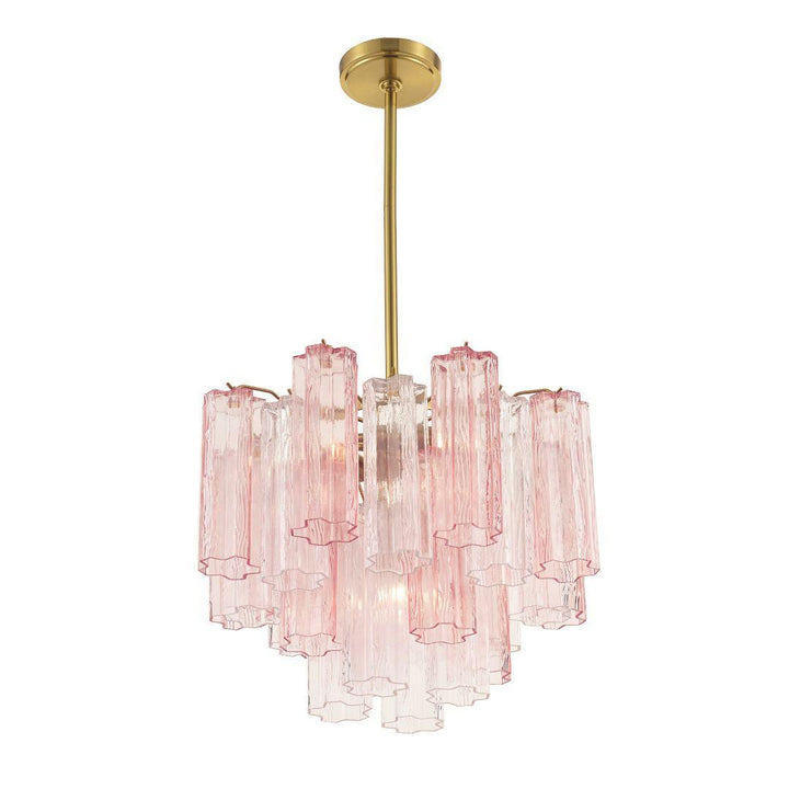 Odelle Collection - Ring Chandelier - Pink & Satin Brass - W:45cm