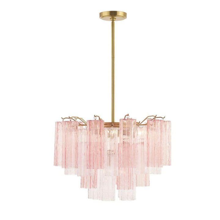 Odelle Collection - Ring Chandelier - Pink & Satin Brass - W:50cm