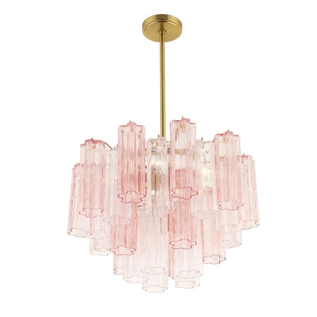 Odelle Collection - Ring Chandelier - Pink & Satin Brass - W:50cm