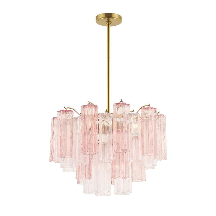 Odelle Collection - Ring Chandelier - Pink & Satin Brass - W:50cm