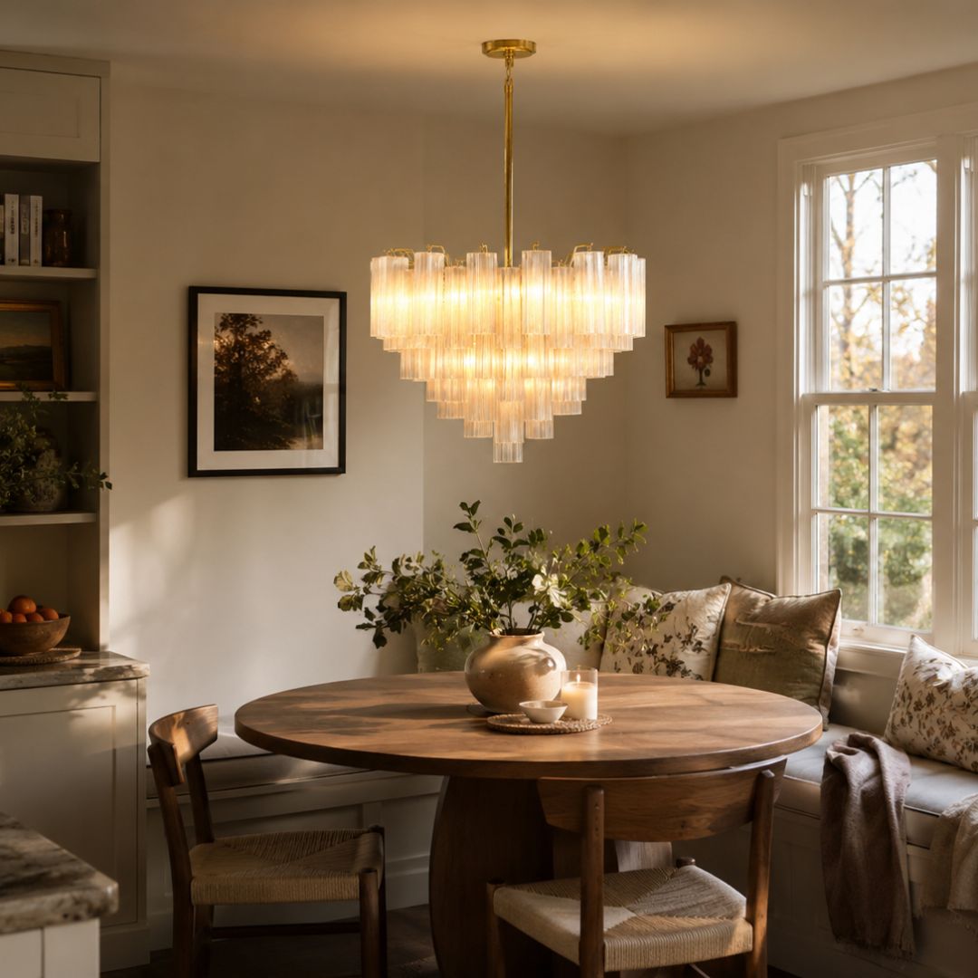 Odelle Collection - Ring Chandelier - White & Satin Brass - W:68cm