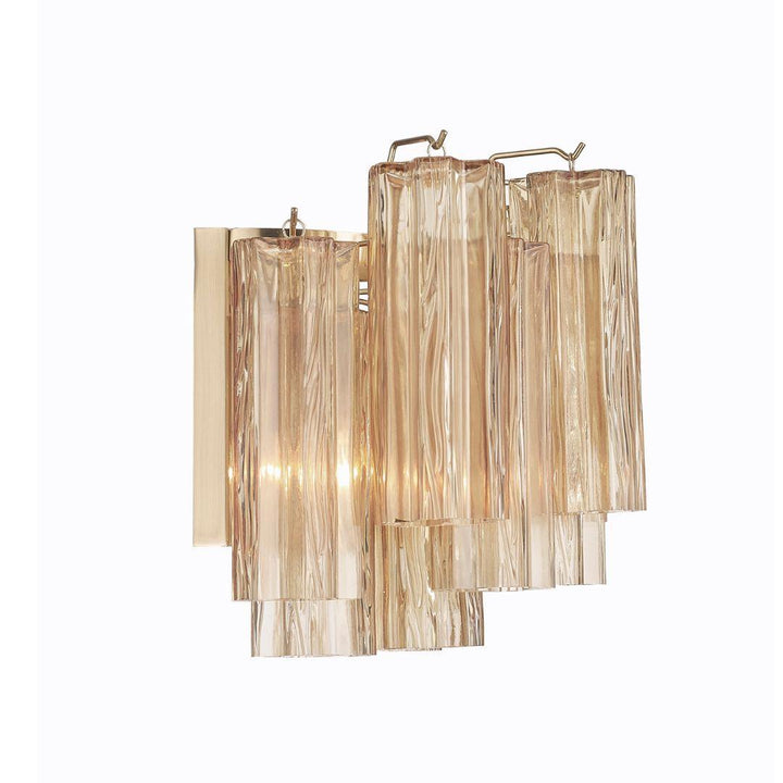 Odelle Collection - Wall Sconce Light - Amber & Satin Brass - W:36cm