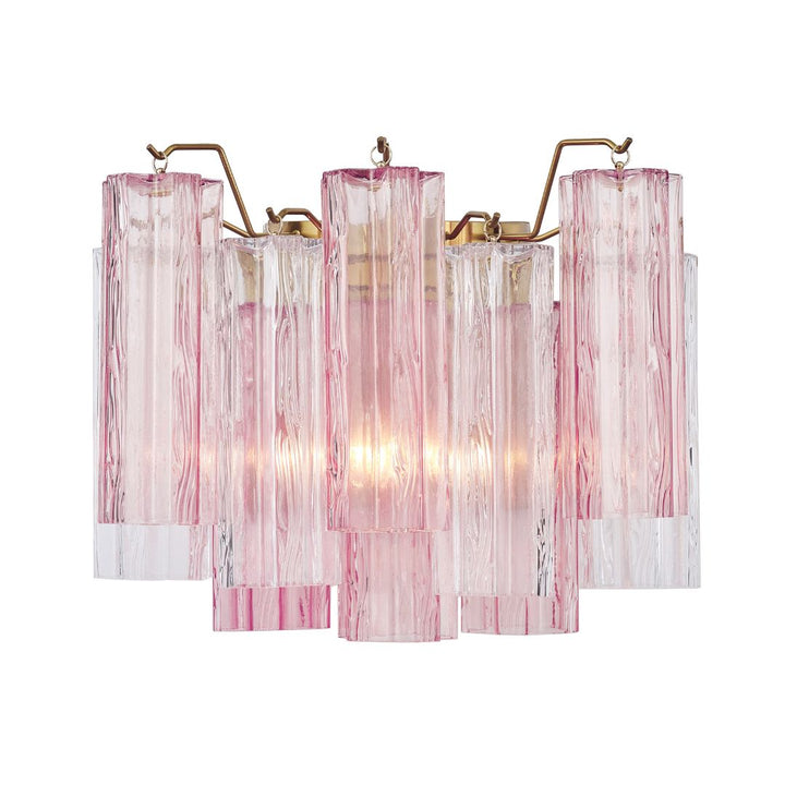 Odelle Collection - Wall Sconce Light - Pink & Satin Brass - W:36cm
