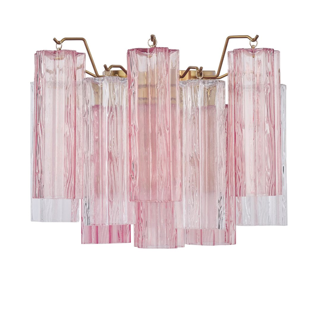 Odelle Collection - Wall Sconce Light - Pink & Satin Brass - W:36cm