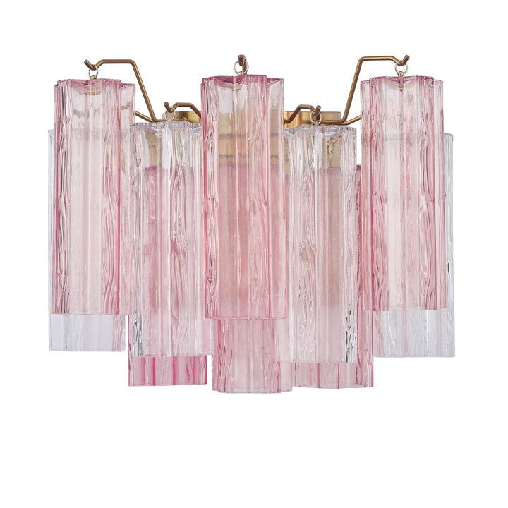 Odelle Collection - Wall Sconce Light - Pink & Satin Brass - W:36cm