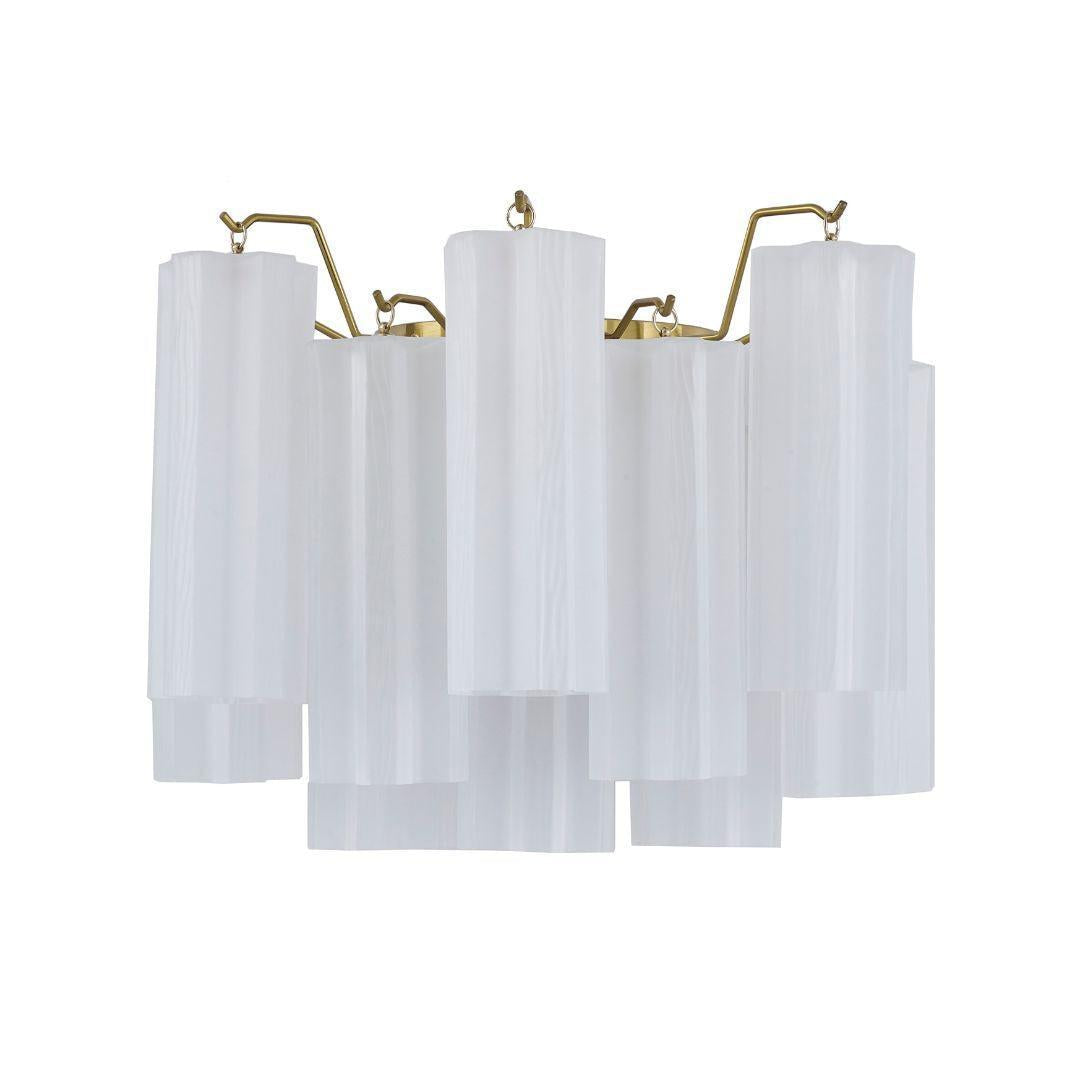 Odelle Collection - Wall Sconce Light - White & Satin Brass - W:36cm