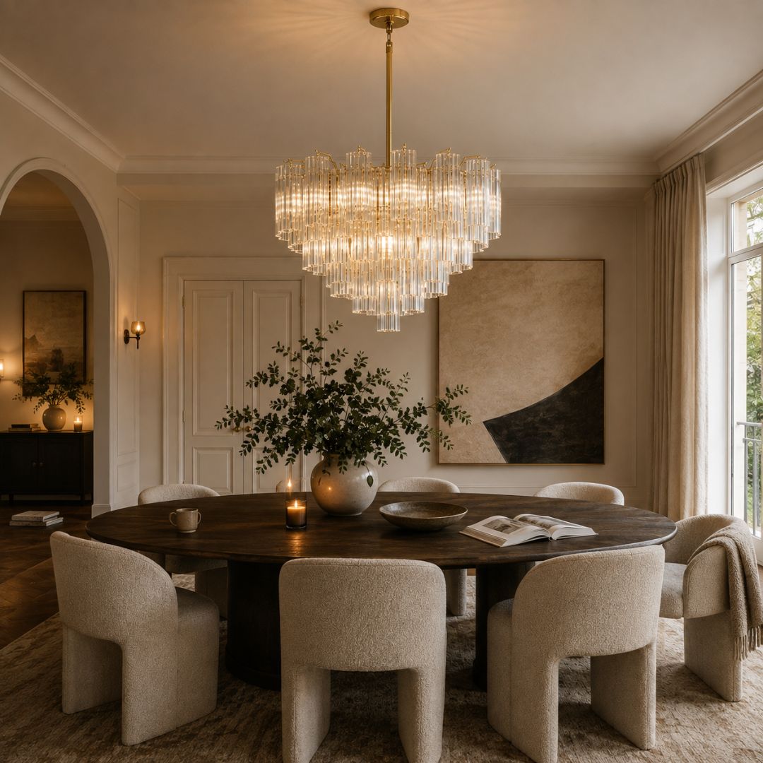 Odelle Collection - Ring Chandelier - Clear & Satin Brass - W:68cm