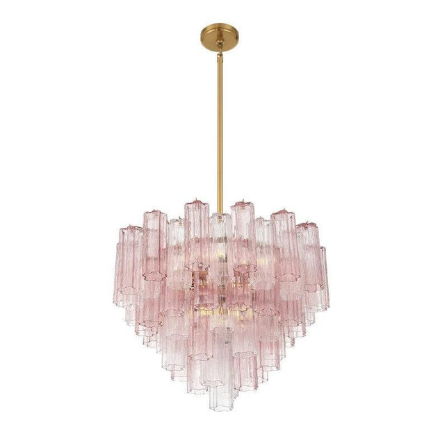 Odelle Collection - Ring Chandelier - Pink & Brass - W:68cm