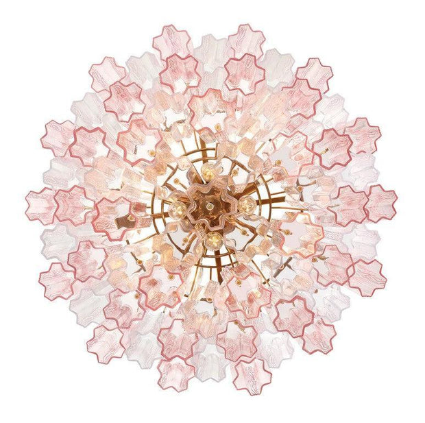 Odelle Collection - Ring Chandelier - Pink & Brass - W:68cm