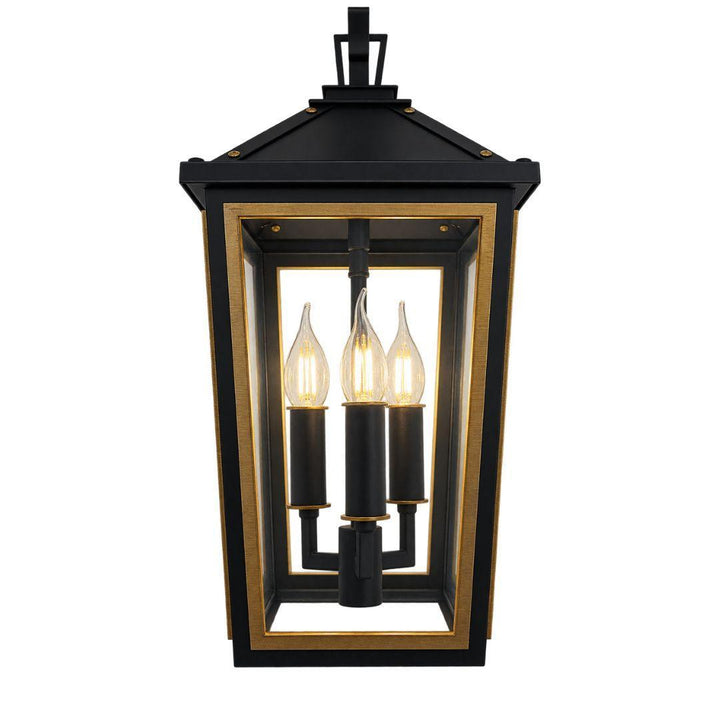 Ollie 3 Lights Outdoor Wall Sconce - Matte Black and Gold
