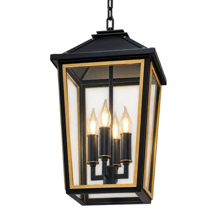 Ollie 4 Lights Outdoor Pendant - Matte Black and Gold