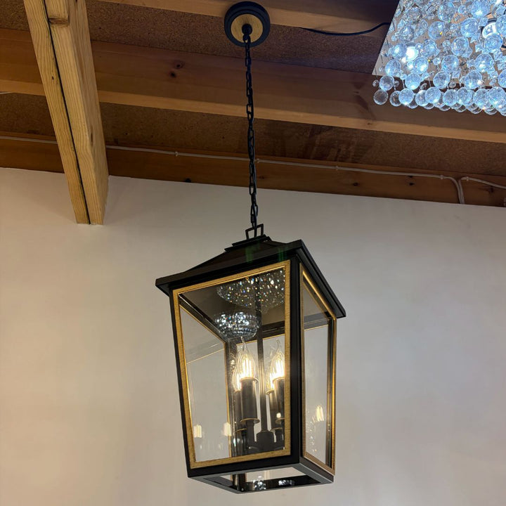 Ollie 4 Lights Outdoor Pendant - Matte Black and Gold