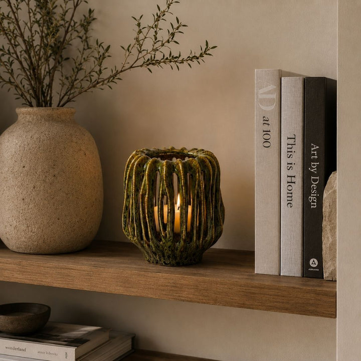 Onyeka Tall Candle Holder Green