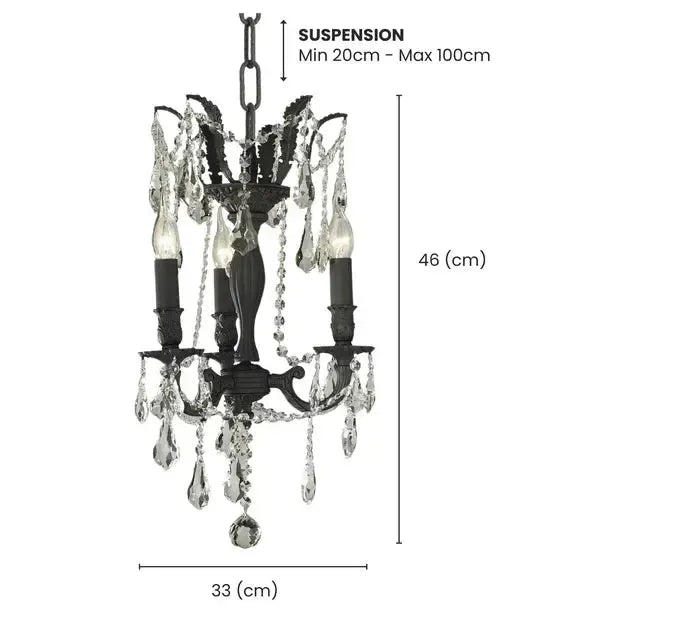 3 Arm Californian - Dark Bronze Chandelier