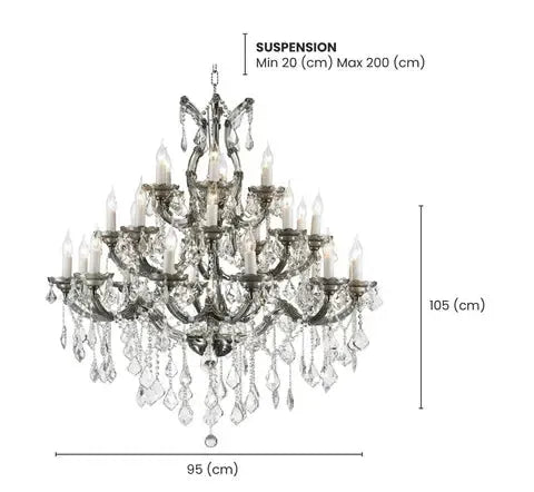 Maria Theresa Crystal Chandelier Grande 28 Light - Smoke