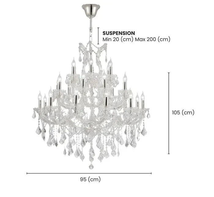 Maria Theresa Crystal Chandelier Grande 28 Light - CHROME