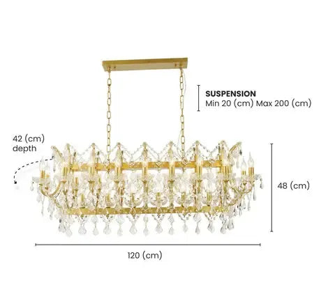 Maria Theresa Bar Light - Antique Gold - W:120cm