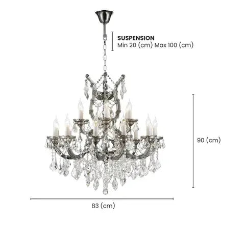 Maria Theresa Crystal Chandelier Grande 19 Light - SMOKE