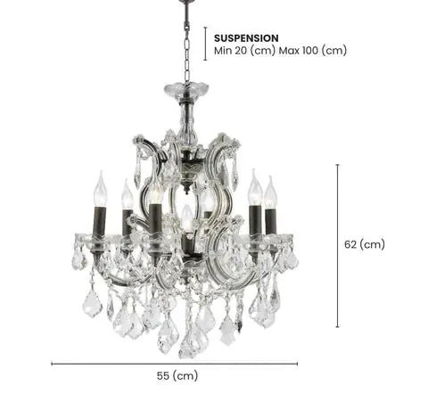 Maria Theresa Crystal Chandelier Grande 7 Light - SMOKE