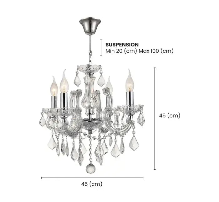 Maria Theresa 4 Light Crystal Chandelier - CHROME