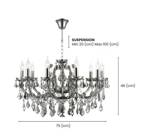 Maria Theresa Crystal Chandelier Grande 10 Light - SMOKE