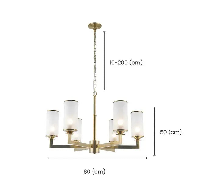 Provincial Collection - 6 Light Chandelier - Frosted Glass - Brass