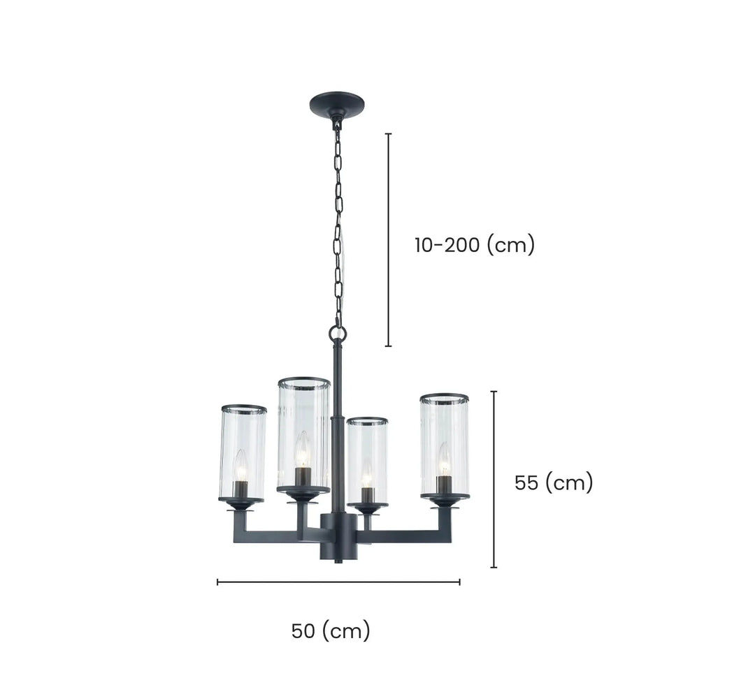 Provincial Collection - 4 Light Chandelier - Matte Black