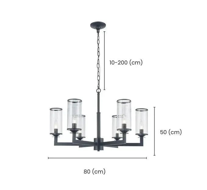 Provincial Collection - 6 Light Chandelier - Matte Black
